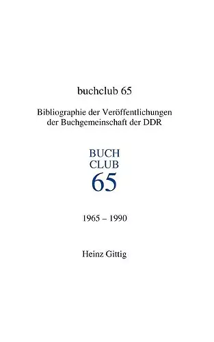 Buchclub 65. Bibliographie cover