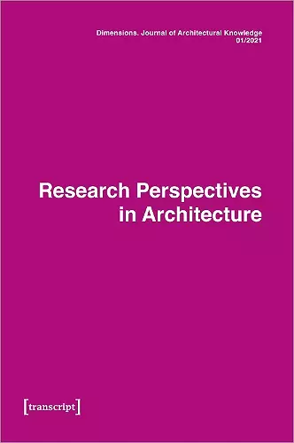 Dimensions: Journal of Architectural Knowledge cover
