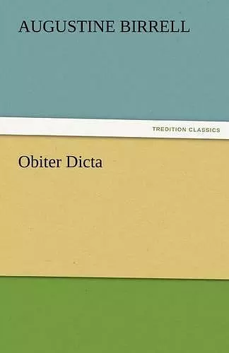 Obiter Dicta cover