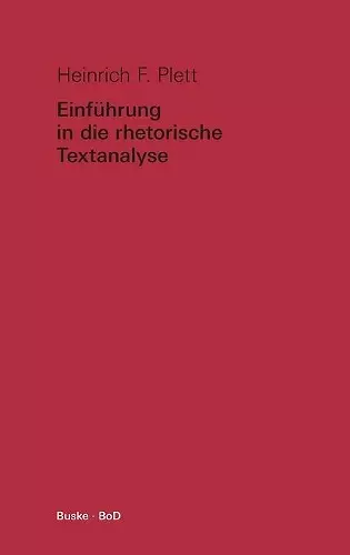 Einführung in die rhetorische Textanalyse cover