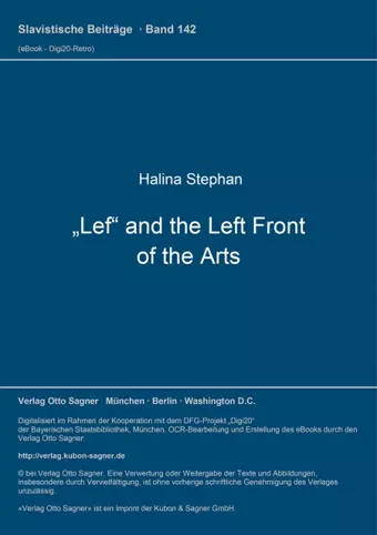 Lef and the Left Front of the Arts cover