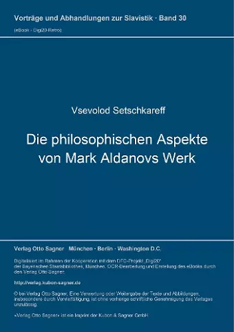 Die Philosophischen Aspekte Von Mark Aldanovs Werk cover