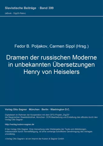 Dramen Der Russischen Moderne in Unbekannten Uebersetzungen Henry Von Heiselers cover