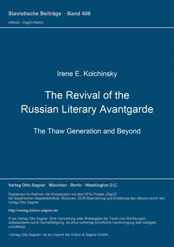 The Revival of the Russian Literary Avantgarde cover