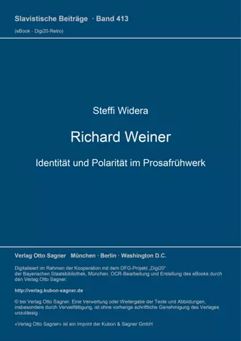 Richard Weiner. Identitaet Und Polaritaet Im Prosafruehwerk cover