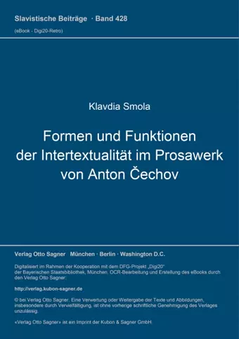 Formen Und Funktionen Der Intertextualitaet Im Prosawerk Von Anton Čechov cover