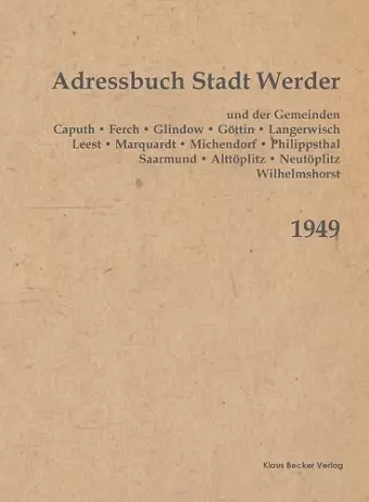 Adressbuch Werder und angrenzenden Gemeinden 1949 cover