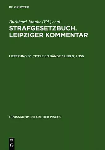 Titeleien Bände 3 und 9; § 356 cover