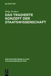 Das tradierte Konzept der Staatswissenschaft cover