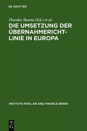 Die Umsetzung der Übernahmerichtlinie in Europa cover