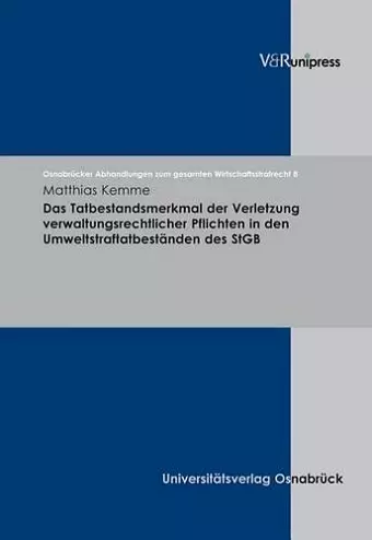 OsnabrÃ"cker Abhandlungen zum gesamten Wirtschaftsstrafrecht. cover