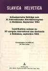 Schweizerische Beitraege Zum XI. Internationalen Slavistenkongress in Bratislava, September 1993 cover