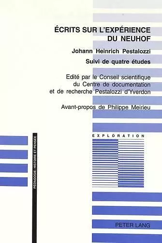 Ecrits Sur l'Expérience Du Neuhof cover