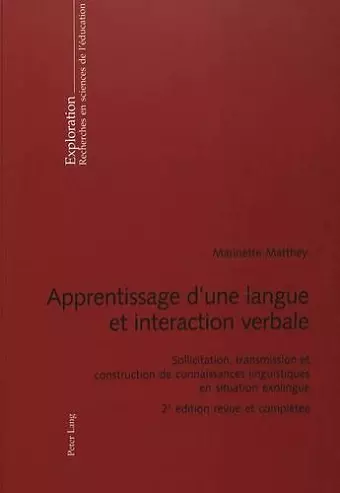 Apprentissage d'Une Langue Et Interaction Verbale cover
