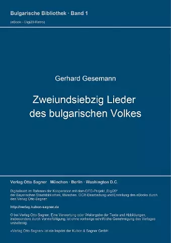Zweiundsiebzig Lieder Des Bulgarischen Volkes cover