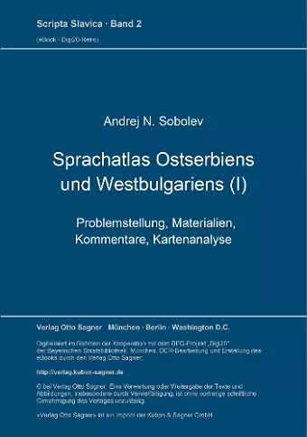 Sprachatlas Ostserbiens Und Westbulgariens (I) cover