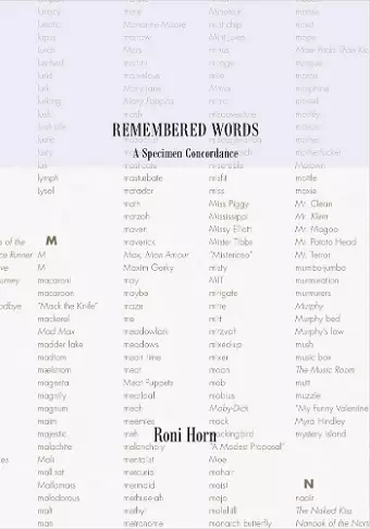 Roni Horn: Remembered Words cover