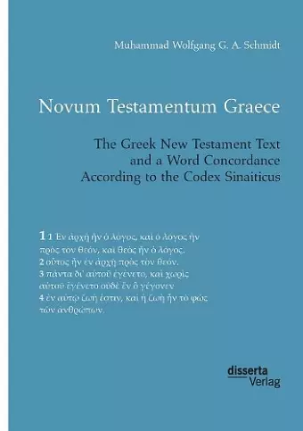 Novum Testamentum Graece. The Greek New Testament Text and a Word Concordance According to the Codex Sinaiticus cover