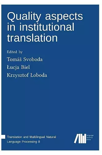 Quality aspects in institutional translation cover