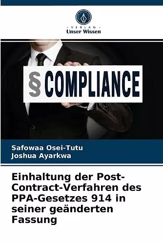 Einhaltung der Post-Contract-Verfahren des PPA-Gesetzes 914 in seiner geänderten Fassung cover