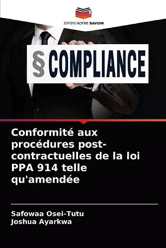 Conformité aux procédures post-contractuelles de la loi PPA 914 telle qu'amendée cover