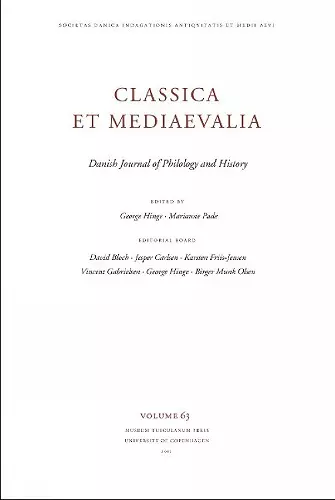 Classica et Mediaevalia Volume 63 cover