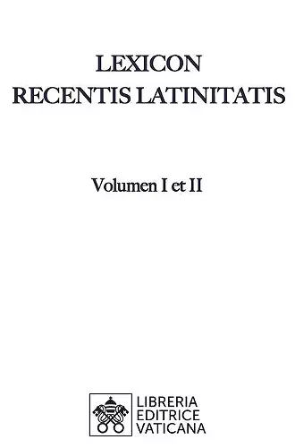 Lexicon Recentis Latinitatis cover