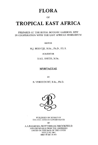 Flora of Tropical East Africa - Myrtaceae (2001) cover