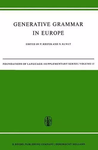 Generative Grammar in Europe cover