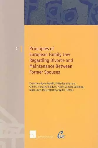 Principles of European Family Law Regarding Divorce and Maintenance Between Former Spouses cover