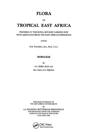 Flora of Tropical East Africa - Moraceae (1989) cover