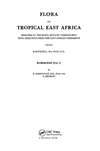 Flora of tropical East Africa -  Rubiaceae Volume  3 (1991) cover