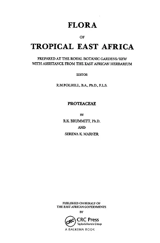 Flora of Tropical East Africa - Proteaceae (1993) cover