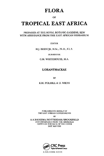 Flora of Tropical East Africa - Loranthaceae (1999) cover