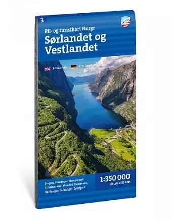Car and tourist map South and West Norway (Sør- og Vestlandet) cover