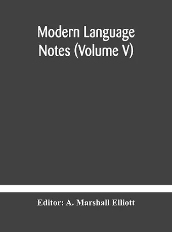 Modern language notes (Volume V) cover