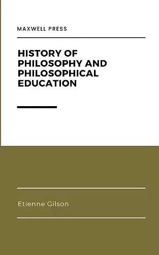 History of Philosophy and Philosophical Education cover