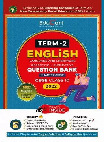 Educart Term 2 English Language and Literature Cbse Class 10 Objective & Subjective Question Bank 2022 cover