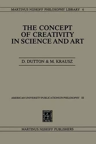 The Concept of Creativity in Science and Art cover