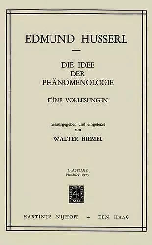 Die Idee der Phänomenologie cover