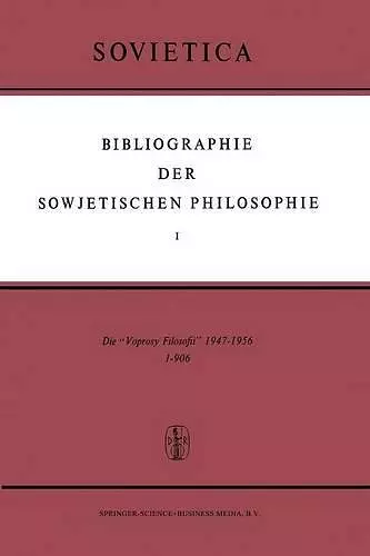 Bibliographie der Sowjetischen Philosophie cover