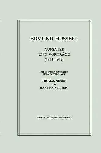 Aufsätze und Vorträge (1922–1937) cover