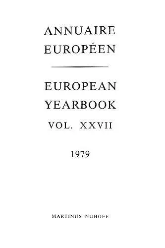 Annuaire Europeen / European Yearbook cover