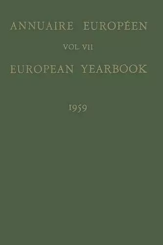 Annuaire Européen / European Yearbook cover