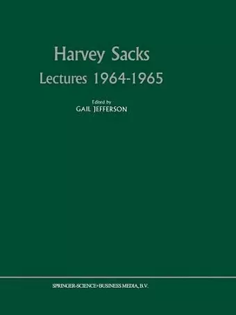 Harvey Sacks Lectures 1964–1965 cover