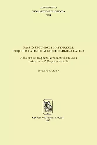 Passio secundum Matthaeum, Requiem Latinum aliaque carmina Latina cover