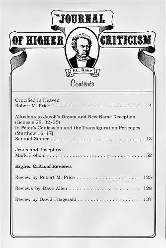 The Journal of Higher Criticism Volume 16 Number 2 cover