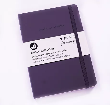 VENT Recycled Leather A5 Lined Notebook - Grey cover