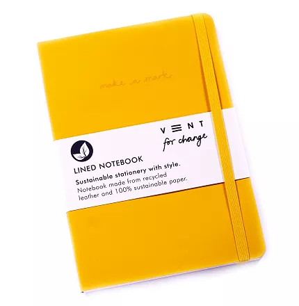 VENT Recycled Leather A5 Lined Notebook - Yellow cover
