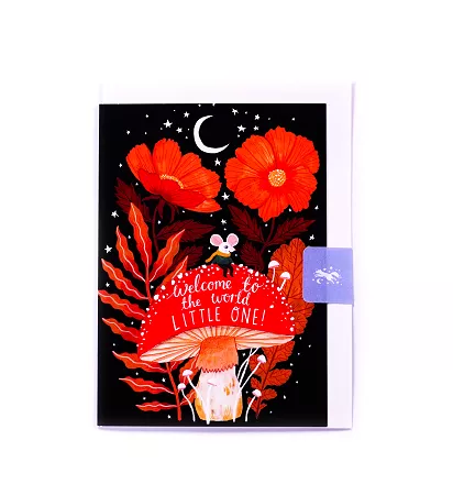 Welcome to the World Mushroom Baby Card cover